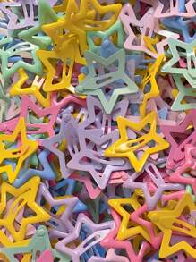 100pcs Cute Y2K Five-Pointed Star BB Hair Clips, Starry Adorable Iron Alloy BB Clips Hair Accessories - Girl Y2K Star Snap Clips, Non-Slip, Women's Accessories - Suitable For Daily Party Dopamine Colorful Party Main Character Combination Set Claw Clips Hair Claws Hair Barrettes, School Stuff, College, Set, Head Accessories - Multicolor - View 9