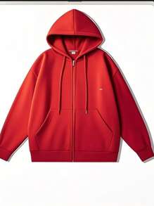 Men Plus Size Hoodies - 紅色 - 查看 2
