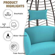 Egg Swing Chair Outdoor Indoor Wicker Rattan Hanging Chair With Stand 350lbs Capacity W/Strong Frame & Cushions For Patio Balcony Bedroom