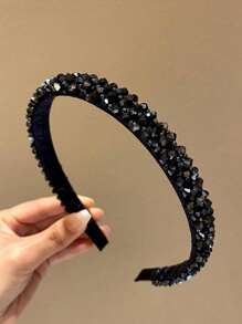 1-Crystal Rhinestone Headband For Women, Sparkling Adjustable Hair Accessories For Wedding Party Bridal Prom Evening Events (Gold/Silver, One Size)