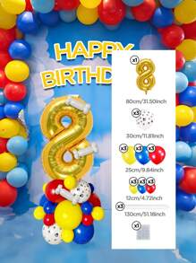 Set de 25 piezas que incluye: Globos con números del 0 al 9 de 32" en rojo/azul/dorado/rosa, Globos de látex con diseño de pata de perro de 12", Globos de látex mixtos de 10" en rojo, amarillo y azul, y Globos largos blancos con forma de hueso de perro. Adecuado para cumpleaños, aniversarios y eventos celebrativos. - Multicolor - Ver 13