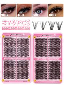 Libro de pestañas postizas con 576 racimos de rizos tipo D de alta capacidad, 30D+40D+50D+60D mezcla de longitudes de 8-16 mm, para maquillaje DIY y belleza. Pestañas postizas negras suaves y densas que amplían y embellecen los ojos, con extensiones de pestañas individuales gruesas y esponjosas, adecuadas para principiantes, para uso diario, viajes, fotografía, reuniones, bodas y maquillaje.