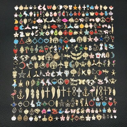 20/30/50/100/150Pcs Bracelet Charms Jewelry Making Charms Assorted Gold Plated Enamel Pendants For DIY Necklace Bracelet Earring Craft Supplies