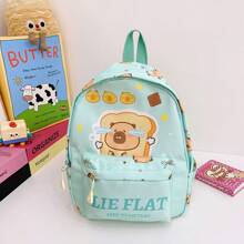 Cute Capybara Printed Backpack, Unisex Versatile Small Bookbag For Kids, Daycare Schoolbag - A - View 9