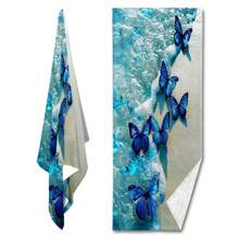 1pc Personalized Design Coconut Tree, Butterfly, Heart, Guitar, Planet Extra Large Beach Towel, Quick Dry, Lightweight Microfiber, Suitable For Swimming Pool, Camping, Travel, Leopard Print Colorful Beach Towel & Bath Towel