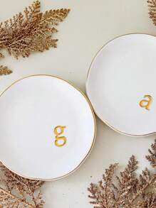 Personalized Text Pattern Ceramic Jewelry Tray, Mr Mrs Ring Dish Personalized Wedding Ring Dish Custom Jewelry Ceramic Trinket Tray With Name Engagement Ring Holder Wedding Gift Decor For Couple Bride Friend,Chic Autumn - White - View 10
