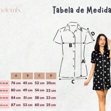 Kit 2 Camisolas Americana manga curta com Abertura de Botões Verão Gestante  Chemise Luxo Malha Premium Estampada Amamentação Pós cirúrgico - Preto e Branco - Visão 7