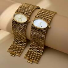 DAYAND NIGHT Brand 2025 New Women's Party Fashion Wrist Watch, Gold Luxury Elegant Quartz Watch, Suitable For Party, Banquet Or Daily Wear. A Perfect Choice For Valentine's Day Gift, Anniversary Gift Or Birthday Gift. Two Colors: Gold Case With Gold Dial, And Gold Case With White Dial - 金色 - 查看 7