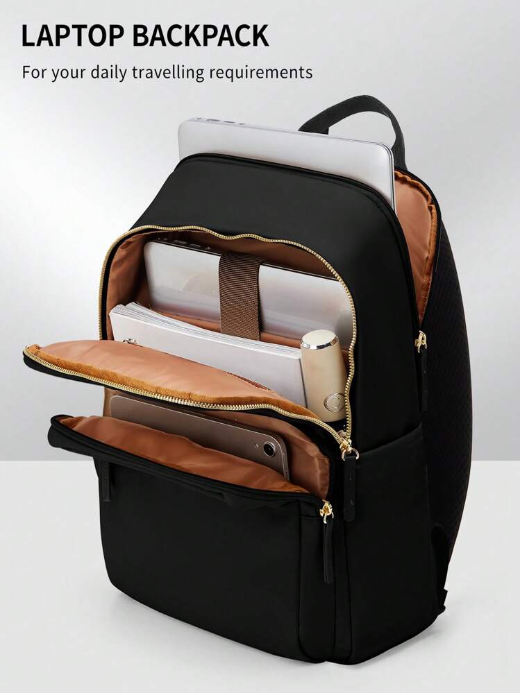 14/15 Inch Laptop Backpack For Women, Fashionable Waterproof Lightweight Backpack Suitable For Travel/Work/Business/ With Laptop Compartment, - Black - View 6