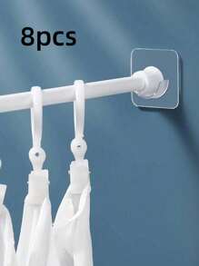 6pcs Transparent Shower Curtain Rod Bracket, Punch-Free Bathroom Curtain Rod Bracket, Curtain Rod Fixing Hook, Door Curtain Rod Bracket Accessories, Bathroom Shower Small Accessories, Shower Curtain Rod Self-Adhesive Hook Bracket,Versatile Key Holder,Towel Bar Clip, Buckle, Kitchen Rack Buckle, Door Hook Home Bathroom Decor Bathroom Organizer Fall Decor Back To School