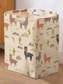 1 Rectangular Storage Basket With Animal Print Pattern, Foldable Box With Handle, Dirty Clothes Basket, Suitable For Living Room And Kitchen Clutter, Ideal For Organizing Socks And Accessories Home Bedroom Clothes Storage Organizer Closet Organization And Storage