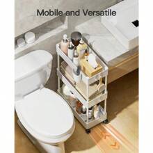 BTPipishell Bathroom Cart 2 Pack Slim Storage Cart Organizer With Hanging Cups And Hooks Rolling For Bathroom Laundry Room Kitchen Set Of 2 PIUC07WK2 - 白色1 - 查看 4