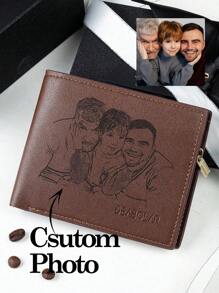 1个定制照片钱包，送给男朋友的礼物，送给男士的礼物，个性化男士钱包，送给爸爸的生日礼物，个性化父亲节礼物，新年魅力 - 黑與白 - 查看 3
