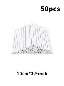 50/100/200 White Lollipop Sticks, 3.93-Inch Paper Stick Straws, Used For Cake Sticks, Cupcake Decorations, Candy Melting, Chocolate, Cookies, Desserts (Diameter 3mm), Wedding Party Gift Packaging - Multicolor - View 12