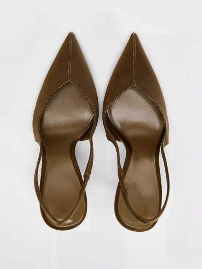 Zapatos de tacón alto tipo babuchas con correa posterior, de estilo elegante y casual para primavera/verano 2025, de tacón stiletto de punta cerrada para mujeres