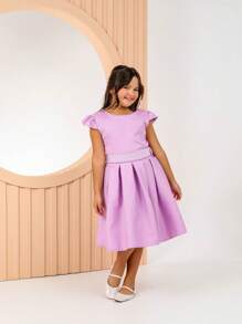 Girls Dress, Princess Style, Party, Wedding, Graduation, Baptism, Youth, Birthday - Purple - View 3