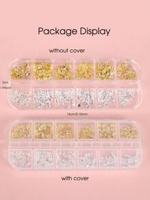 12格金属铆钉夏季海洋指甲饰金银海星贝壳海螺海马形状DIY钉美甲饰品指甲装饰配件美甲用品指甲宝石