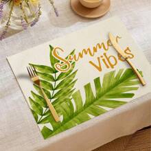 1pc/4pcs/6pcs Summer Decorative Placemats, Banana Leaf, Flamingo, Pineapple, Letter Linen Placemats, Stain-Resistant, Suitable For Home, Dining Room And Restaurant, Table Decor, Home Goods