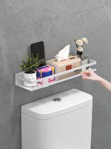 Storage Rack Above Toilet, Simple White. Rounded, Polished Edges Prevent Hand Injuries. Holds Tissues, Phones, Etc. Wall - Mounted, Convenient And Practical - Multicolor - View 11