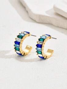 1 对优雅多色亚克力女士耳环，糖果色派对珠宝，母亲节、教师节、情人节约会、度假礼物 - 藍白綠 - 查看 2