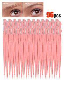 1/3/6/9/12/24/48/96/200件/套 多色修眉剃刀套装，眉毛修剪器和剃刀，去角质剃刀工具，身体脱毛修剪器和面部及眉毛剃刀套装，长柄刀片带精密保护盖，女士修眉工具，适合日常使用或旅行 - 彩色 - 查看 25