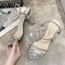 Sandalias de tacón para mujer - Plateado - Ver 2