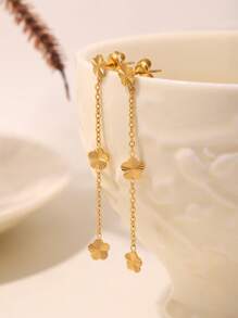 1pc Dainty Stainless Steel Gold Plated Heart Pendant Necklace For Women - Small Flower Necklace - View 10