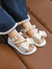 2025 New Girls Summer Fashion Open-Toe Flower Princess Shoes, Kids Lightweight Breathable Sandals, Thick-Sole Non-Slip Beach Shoes For Little Girls
