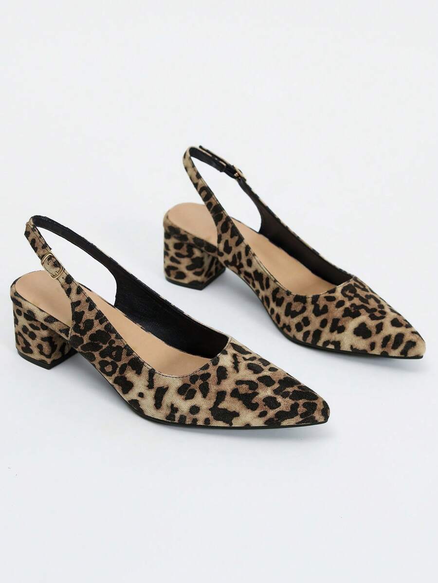 Wide Fit Women's Pointed Toe Slip-On Kitten Heel Sandals, Elegant And Versatile For Spring/Summer