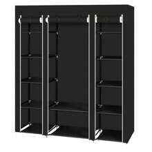 Efoee 69 Inch Wardrobe Organizer, Bedroom Portable Wardrobe, Clothes Rail With Non-Woven Cover, Clothes Storage Rack, 58 X 17x 69 Inch, 12 Compartments, Black - 黑色 - 查看 7
