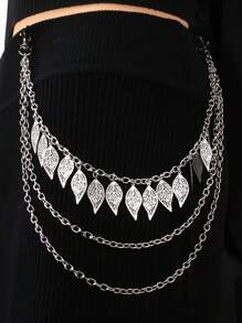 1pc Hollow Leaf Style Fashion Waist Chain, Suitable For Daily Wear - Multicolor - View 2