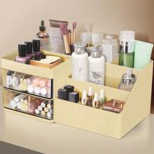 Makeup Organizer, Cosmetic Desk Storage Box With Drawers Skincare Organizers For Dressing Table, Countertop, Bathroom Counter, Vanity Holder For Brushes, Lotions, Lipstick, Perfume - Gul-Klar - Visa 1