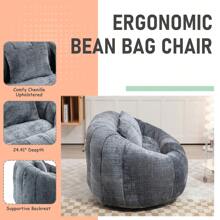 Chenille Lazy Sofa, 2 Seat Bean Bag Sofa Chair, Durable Soft Comfort Recliner, Lazy Loveseat Sofa Bed, Includes 2 Pillows, Indoor/Outdoor Use, No Assembly Required, Suitable For Living Room, Bedroom, Dormitory And Apartment(Gray) - Xám - Xem 6