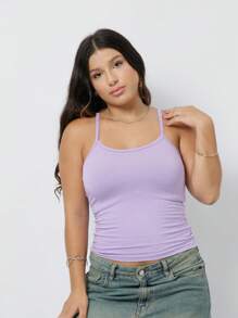 Aesthetic Moda Basic Strappy Tank Top - Lila Púrpura - Ver 3
