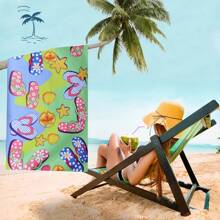 1pc Ultra-Fine Fiber Soft Quick-Drying Beach Towel, Sand-Proof, Anti-UV, Super Absorbent, Oversized, Fashionable Print, Multifunctional Beach Towel, Suitable For Travel, Swimming, Yoga, Bathing - One Towel, Multiple Uses, Shared By The Whole Family - Multicolor - View 14