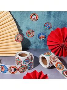 500pcs/Roll Clown & Circus Stickers, 12 Patterns, Carnival Party Gift Bag Sealing Stickers, Birthday DIY Decorative Labels, PVC Waterproof Stickers,School Supplies,Back To School - Multicolor - View 3