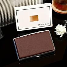 1PC Slim Extended Cigarette Case For 20 Cigarettes 5.5mm Fashion Metal Leather Ultra-Thin Flip Cover Cigarette Case - 1件 粉紅色 - 查看 4