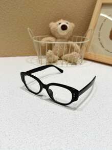 1 Pair Kids' Retro Rivet Frame Clear Lens Glasses, Suitable For All Seasons Everyday Wear - one-size - View 12