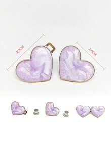 1 par de broches con forma de corazón ajustables y desmontables con perla falsa de metal - Morado - Ver 3