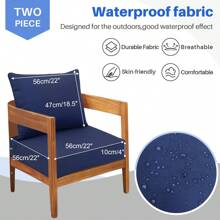 Outdoor Seat Cushion Set Waterproof & Fade-Resistant Patio Chair Cushions With Removable Cover, Deep Seat & Back Cushion Outdoor Patio Furniture Non-Slip Straps & Handle For Garden, Deck, Porch, Sofa Chair Cushion Set - 藏蓝色 - 查看 4