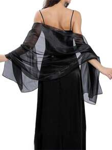 170*70cm Silky Evening Dress Shawl & Wrap: Soft Sheer Bridesmaid Wedding Formal Party Transparent Tulle Shawl 1 Pc - Multicolor - View 8