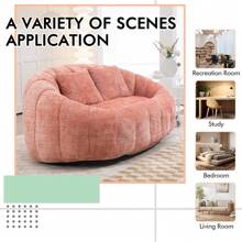 Chenille Lazy Sofa, 2 Seat Bean Bag Sofa Chair, Durable Soft Comfort Recliner, Lazy Loveseat Sofa Bed, Includes 2 Pillows, Indoor/Outdoor Use, No Assembly Required, Suitable For Living Room, Bedroom, Dormitory And Apartment(Pink) - 粉色 - 查看 4