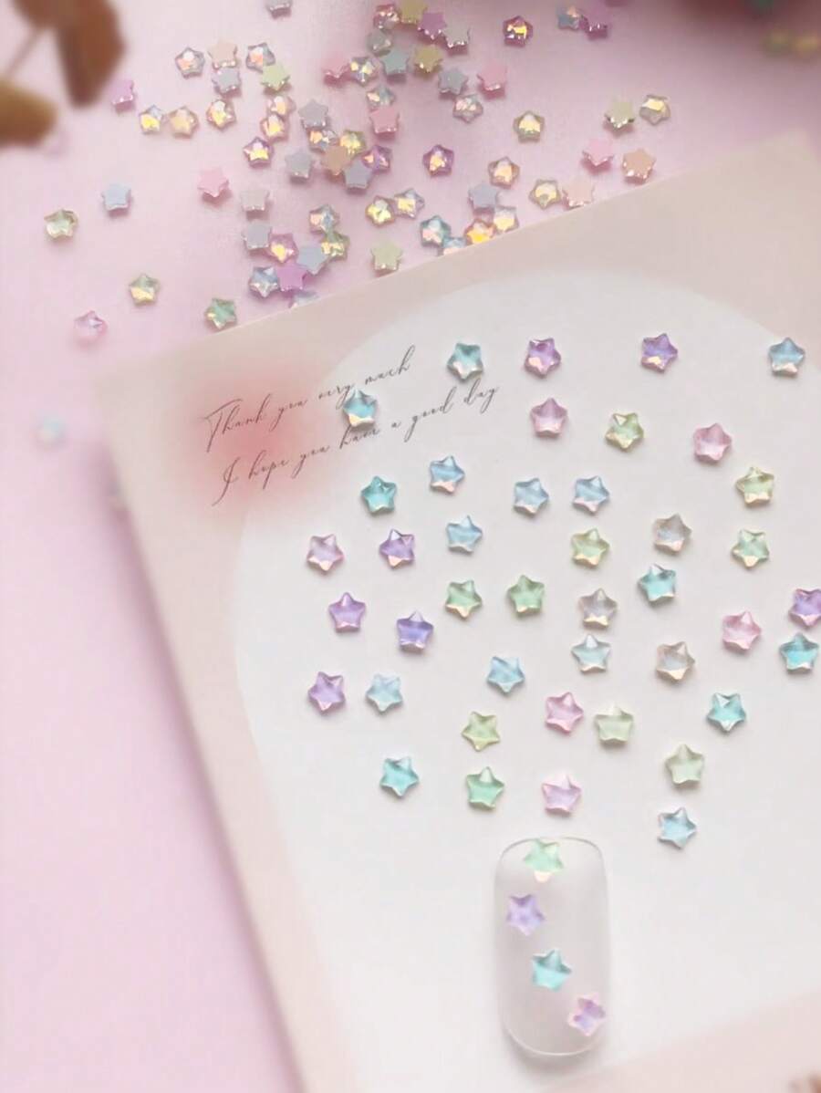 100 Pieces Of Spring And Summer Style Mocha Small Size Starfish Shaped Design Nail Art Decoration Japanese Diy Star Rhinestone Small Nail Decoration Multiple Colors Randomly Mixed Nail Supplies Nails Nail Charms Nail Gems - Multicolor - View 1