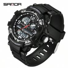 SANDA. SANDA Luxury G Series Shock-Resistant Men's Electronic Watch, Outdoor Sports LED Pointer/Digital Dual Display Chronograph, Military Dual Display, 50M Water Resistant - one-size - View 14