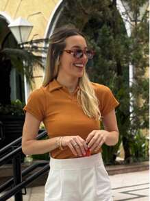 Women's Casual Elegant Polo Neck Shirt BlouseCasualElegantCuteCottonOffice - 查看 2