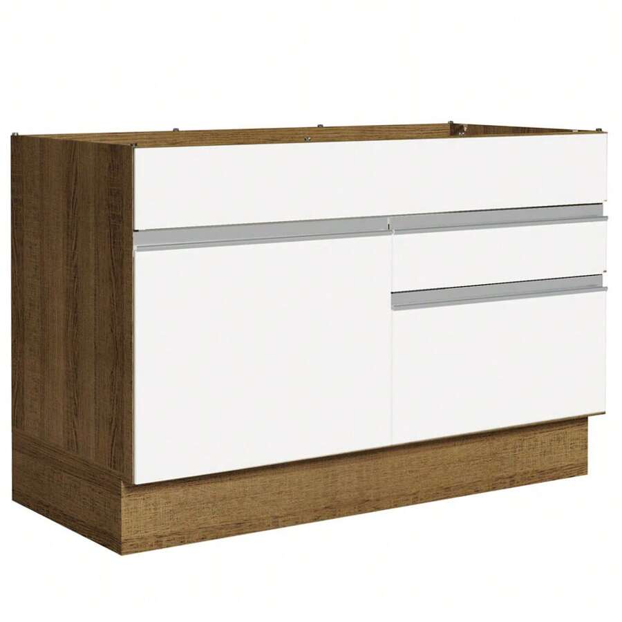 Mueble Cocina 120x60 1 Puerta 2 Caj Sin Tablero Glamy Madesa - Marrón y Blanco - Ver 1