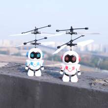 1 件多色遥控机器人无人机，智能感应可充电飞行器，悬停电动闪光派对玩具，耐撞长电池寿命，男孩派对礼物，带 USB 充电线，2 个遥控选项（手持和背带）