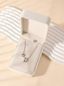 1 Fashion Simple Stainless Steel Love Letters Ladies Pendant Necklace Suitable For Ladies Daily Wear Holiday Dating Gift Jewellery Mother's Day Gift (With Gift Box)
