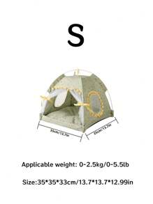 1pc Ditsy Floral Pattern Breathable Washable Pet Tent, Suitable For Small Cats And Dogs, For Both Outdoor And Indoor Use, Lightweight And Cooling - Green - View 19