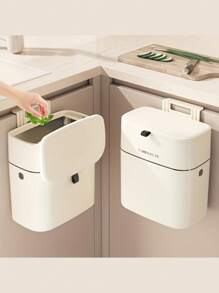 Cubo de basura plegable de plástico para cocina, cubo de basura para dormitorio, se puede colgar en la puerta del gabinete, caja de almacenamiento y clasificación de basura montada en la pared, cubo de basura de plástico que ahorra espacio, almacenamiento y organización convenientes, adecuado para espacios pequeños, diseño de cocina moderno, cubo de basura de cocina
